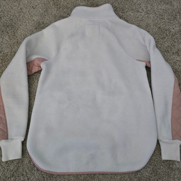 Abercrombie & Fitch XS Quilted Fleece Pullover Pink Cream Snap Cozy Loungewear - Picture 8 of 9